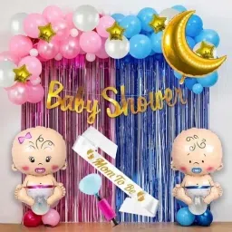 Baby Shower Theme Decoration Items kit Combo With Sash & Pump-17