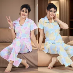 Women Night Suit Set Multicolor Printed, Animal Print-picture-17