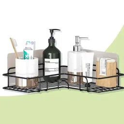 Self Adhesive Kitchen and Bathroom Wall Organizer Iron Wall Shelf-21