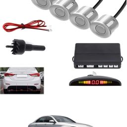 4Silver Parking Sensor With LED Display Increased Safety For Car-79 Universal 4 Silver Reverse Parking Sensor With LED Display For Cars-79 Parking Sensor-image-38