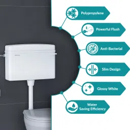 plantex Polypropylene Toilet Flush Tank/Side Handle Flush Tank with Internal Accessories Side Handle Flush Tank image 5