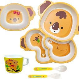 Baby Feeding Koala Theme Dinner Set for Kids (Plate, Bowl, Cup, Spoon & Fork)- 100% Safe Bamboo Fiber-image-14