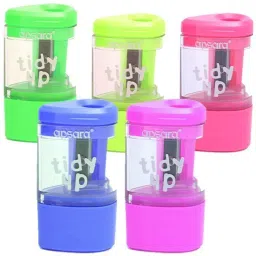 Apsara Tidy-Up Sharpener with Eraser for Kids (Set of 5, Multicolor) Singal pencil Sharpener-image-2