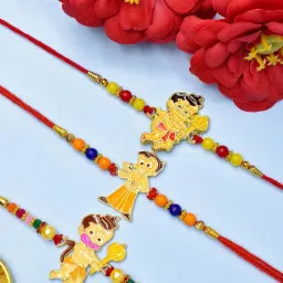 Religious Hanumanji and Chota Bheem Combo Set of 3 Rakhi for brothers kids RJ20 Gold Rakhi Set-17