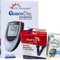 Glucometer and 25 Strips , Dr Seibert Sterile 100 Lancets combo pack Glucometer-10