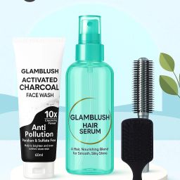 Face & Hair Care Combo Activated Charcoal Face Wash (60ml), Hair Serum & 2 Hair Brushes Anti-Pollution, Pack of 4-28