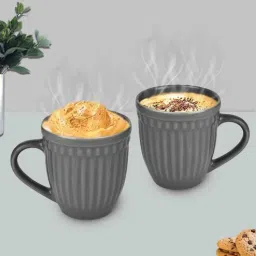 urban chef Hancrafted Ceramic Grey 350 ML Coffee Mug Set of 2-picture-0