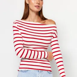 Trendyol Striped Off Shoulder Top-image-98