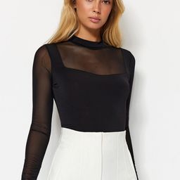 Trendyol High Neck Long Sleeves Semi Sheer Top-image-67