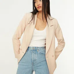Trendyol Notched Lapel Long Sleeves Double-Breasted Blazer-picture-30