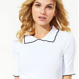 Trendyol Ribbed Shirt Collar Short Sleeves Top-52