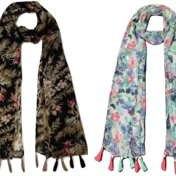 Printed Chiffon Women Multicolor Scarf, Stole, Fancy Scarf-image-56