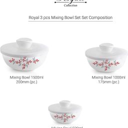 cello Opalware Mixing Bowl Royale Twilight Set with Lid (500ml, 1000ml, 1500ml) image 4