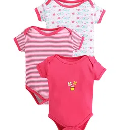 EIO Infants Pack Of 3 Printed Pure Cotton Bodysuits-17