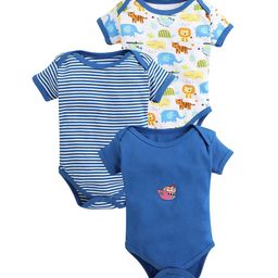 EIO Infants Pack Of 3 Printed Pure Cotton Bodysuits-image-100