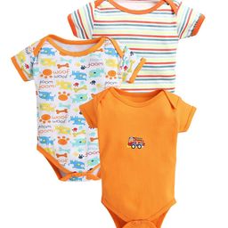 EIO Infants Pack Of 3 Printed Pure Cotton Bodysuit-image-79