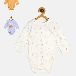 MINI KLUB Infant Boys Pack Of 3 Printed Pure Cotton Bodysuit-image-65