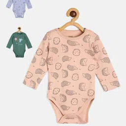 MINI KLUB Infant Boys Pack Of 3 Printed Pure Cotton Bodysuit-image-99
