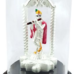 999 Pure Silver Beautiful Krishna/Kanha with Acrylic Base Idol/Statue for Pooja Decorative Showpiece - 4 cm-image-17