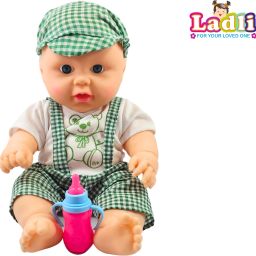Cute Soft Body Toy for Kids in Green Dress Realistic Looking Toy Kids golu baba-image-56