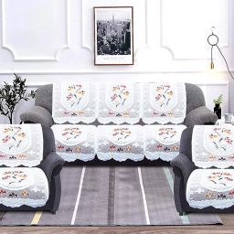 Cotton Floral 3+1+1 Seater Sofa Cover-image-89
