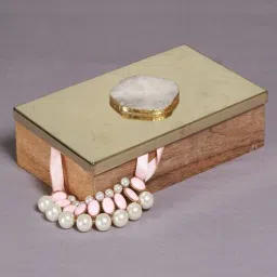 manor house Classic Brown Wood & Agate Stone Jewellery Organiser with Agate Top-picture-2