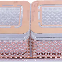 2 Containers&Tray Set|Unbreakable Plastic ServingTray,400 ml|Peach|with Airtight Container Serving Set-image-3