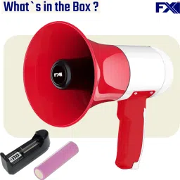 fxi Megaphone Speaker, USB Memory Card Input For Announcing Talk Record Play, Siren Handheld Loudspeaker Bluetooth Megaphone (Red-White) Indoor, Outdoor PA System image 3