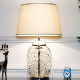 kapoor lampshades Secret Glass & Metal Tabel Lamp with White Cotton Shade-picture-47