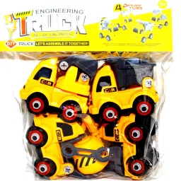 4 Engineering Construction Vehicles DIY Assembly Construction Toy For Kids-image-2