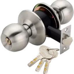 Iron Silver Glossy Pin Cylindrical Knob Locks with 3 Brass Keys Lock-image-3