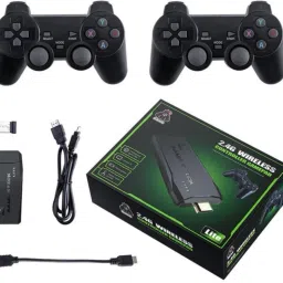 PTCMart Wireless Controller M8 4K Stick 20000+64 GB with HDMI Output 2.4GH15 Emulators 64 GB with 15 Emulators, Super Mario, Crash, GTA, Zelda, Sonic, Donkey Kong, Street Fighter-5