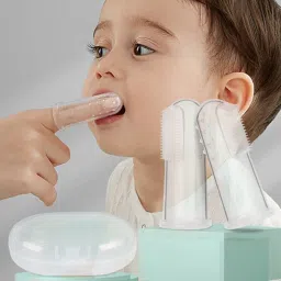 Finger Tooth Brush with Holder (Kids Toothbrush; Non-Toxic odorless Extra Soft Toothbrush-image-19