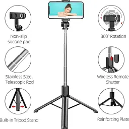 Click up Extendable Selfie Stick with Detachable Wireless Remote and Tripod Stand Bluetooth Selfie Stick image 2