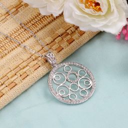Silver Round Stylish Pendant for Women & Girls Silver Crystal Alloy Pendant-image-50
