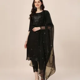 berrylicious Women Viscose Rayon Kurta Pant Dupatta Set-picture-9