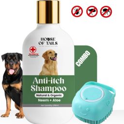Anti Itch shampoo + Bath Brush combo for dog and cats 250ml Itch Relief, Anti-itching, Anti-microbial, Anti-parasitic Aloe vera, Neem Dog, Cat Shampoo-26