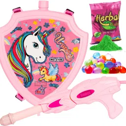 Water Gun Pichkari back holding tank 100 Balloons 1 Pkt Holi Gulal Color Water Gun-image-51