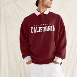 Men Printed Polo Neck Cotton Blend Maroon T-Shirt-image-45