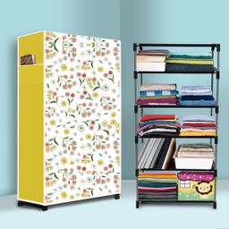 mezire Compact 5-Layer Wardrobe/Shoe Rack Foldable for Clothes, Home Organizer, Kids Carbon Steel Collapsible Wardrobe-picture-34