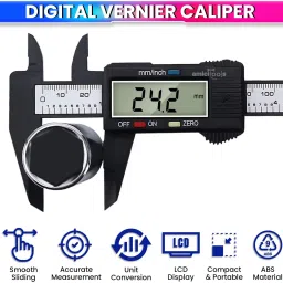 zoxito Auto-Off Feature | 150mm/6Inch Lcd Digital Electronic Carbon Fiber Digital Measuring Tool Electronic Micrometer Caliper with Large LCD Screen Digital Caliper image 2