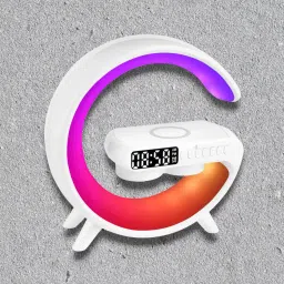 Harjio G Shape Table Lamp RGB Bluetooth Speaker with 15w Wireless Charger,Digital Clock 5 W Bluetooth Laptop/Desktop Speaker-27