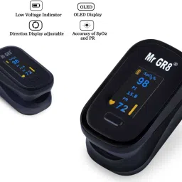 MR GR8 FINGER PULSE OXIMETER PO-02 + OLED Digital Finger Pulse Oximeter Spo2 Blood Oxygen Monitor Arterial Saturation Monitor With Pulse Rate Monitor Heart Rate Monitor & Perfusion Index Medical Health Monitoring Device with Automatic Shutdown Fintertip Pulse Oximeter Pulse Oximeter Pulse Oximeter image 3