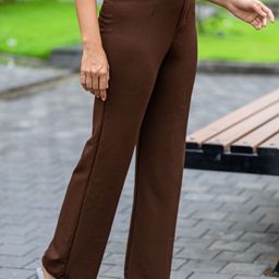 sakhwala Women Straight Fit Brown Lycra Blend Trousers-picture-32
