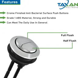 taxan Dual Push 58mm Flush Button Toilet Water Tank Flushing Replaceable Round Button Flush Tank Lever image 4