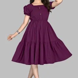 Women Fit and Flare Purple Midi/Calf Length Dress-image-28