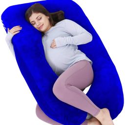 1 U Shaped Pregnancy & Feeding Pillow for Back and Belly Support Microfibre Solid Pregnancy Pillow Pack of 1-24