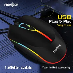 Frontech Wired USB Mouse with 3 Handy Buttons 1200 DPI MS-0068 Wired Ambidextrous Optical Mouse image 5