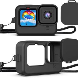 TECHYSPOT GoPro Hero 12 Silicone Rubber Protective Case Cover with Lanyard and Lens CapCamera Bag-picture-13
