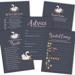 Swan Theme Bachelorette Party Set of 5 (50 Guests) Bridal Shower Fun Games Invitation Card-image-18
